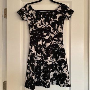 Aqua Black and White Floral Dress